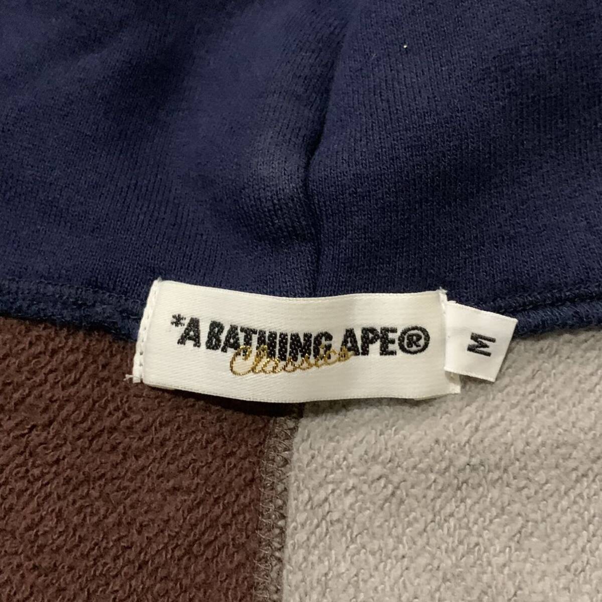 QQ ▼ 洗練されたデザイン!! '着心地抜群' A BATHING APE ベイシングエイプ 裏起毛 フルジップアップ 長袖 パーカ / フーディ size:M 上着_画像8