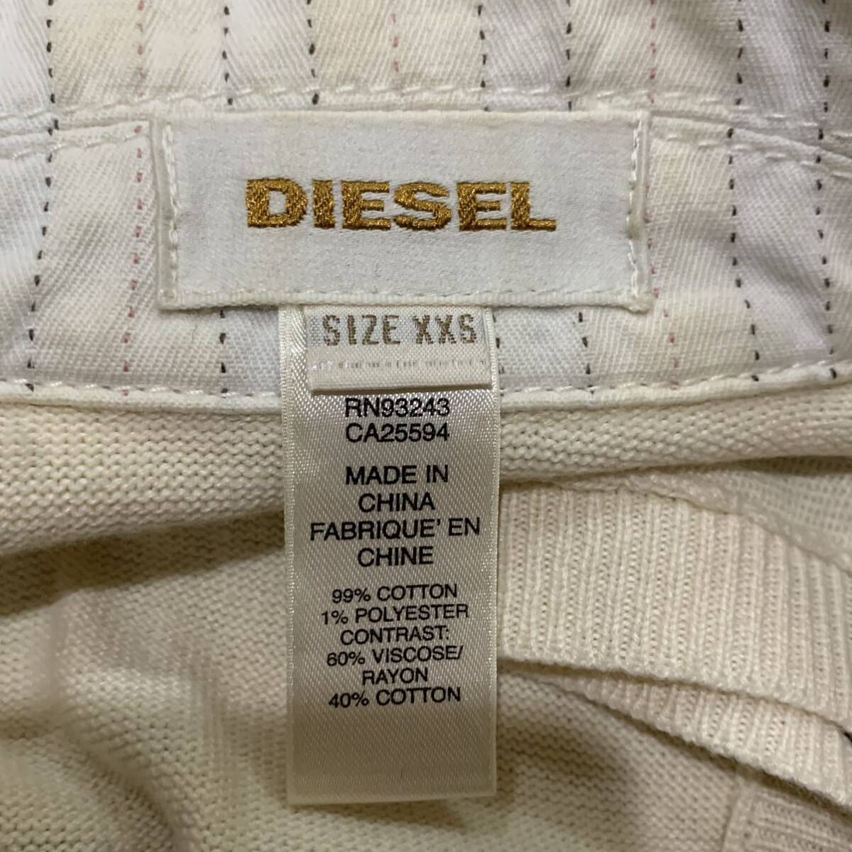 FF ▼ 洗練されたデザイン!! '着心地抜群' DIESEL ディーゼル 異素材切り替え ストライプ柄 コットン ベスト size:XXS レディース beige_画像6