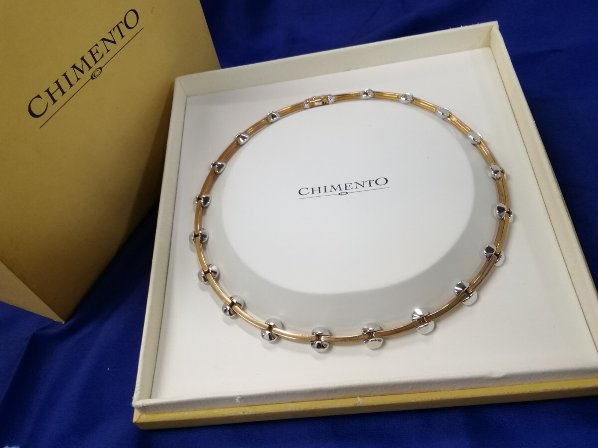 g_t U956 ☆CHIMENTO キメント イエローゴールドネックレス ダイヤモンドネックレス 408VI 750 K18 全長42cm/重さ24g ケースあり【現状品】の画像1