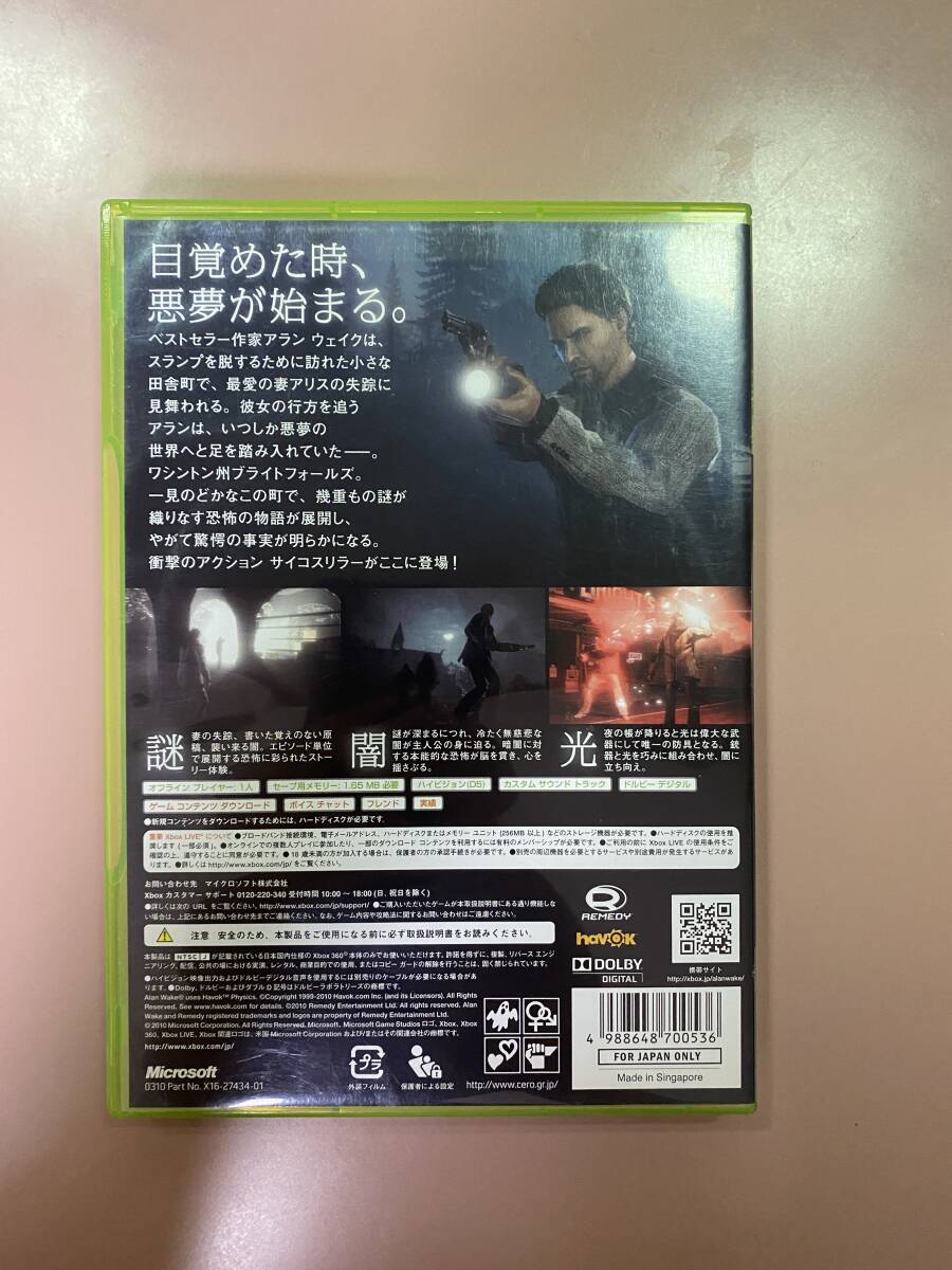 初回版 Xbox360★アランウェイク★used☆Alan wake☆import Japan JP_画像3