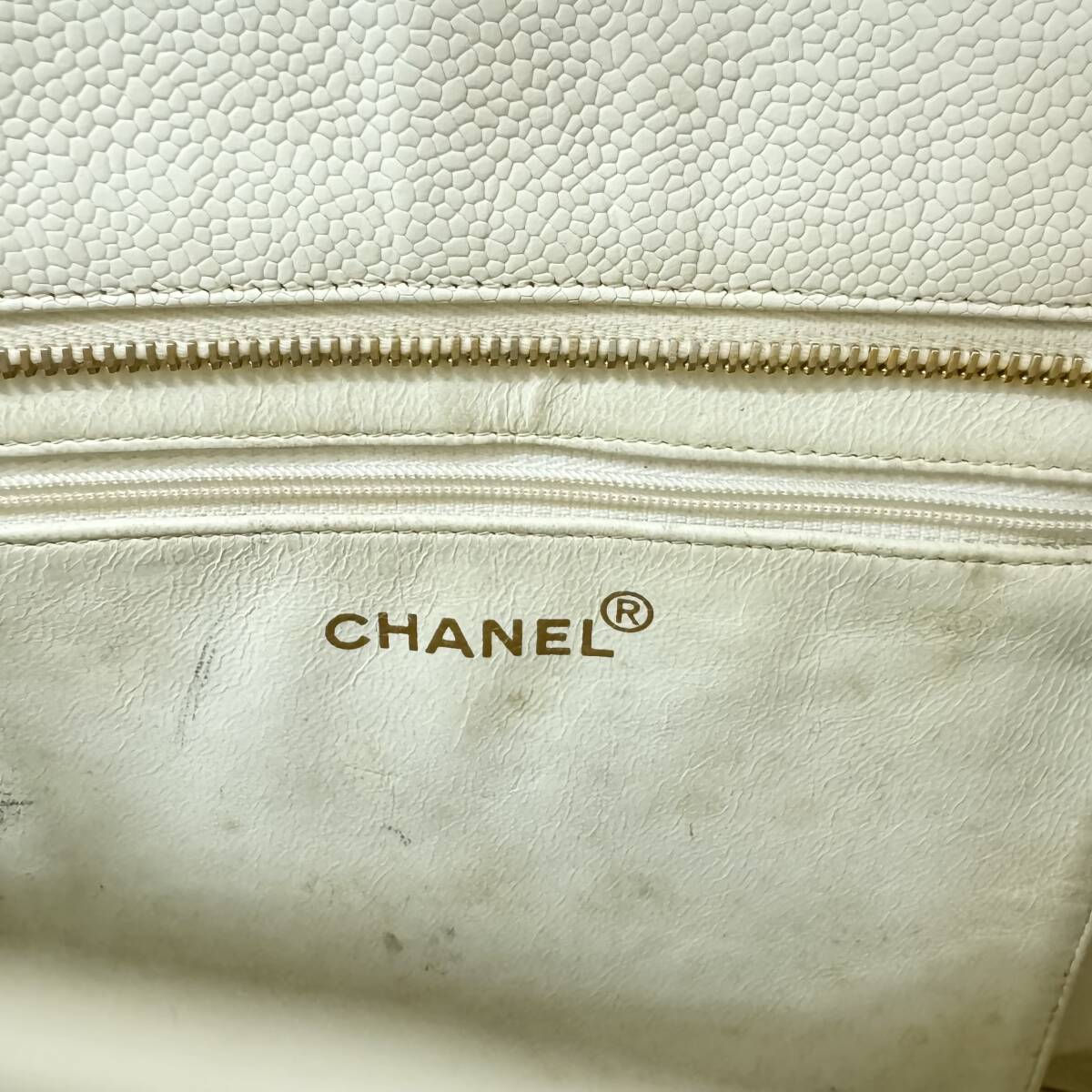 1円〜美品 CHANEL シャネル　キャビアスキン　復刻トートバック　ハンドバック　ホワイト　4番