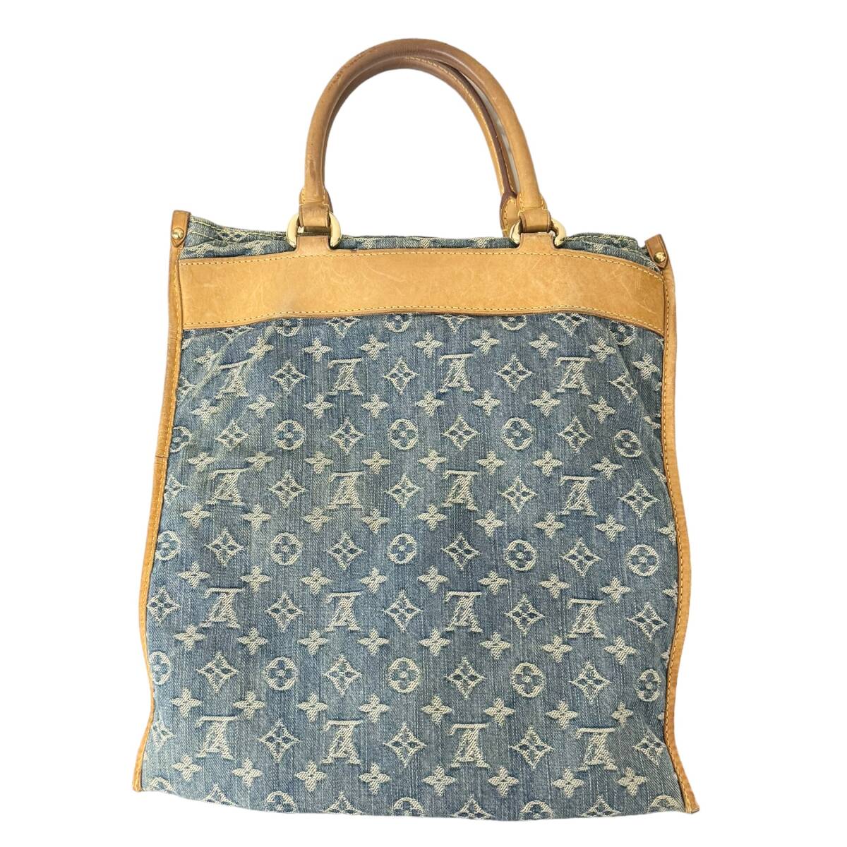 1円〜美品 LOUIS VUITTON ルイヴィトン　モノグラム　デニム　フラットショッパー　ハンドバッグ_画像2