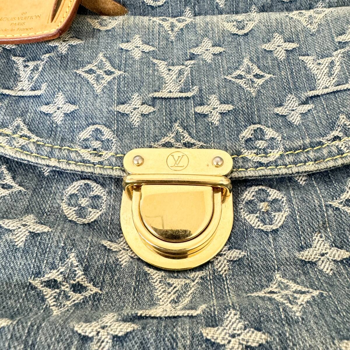 1円〜美品 LOUIS VUITTON ルイヴィトン　モノグラム　デニム　フラットショッパー　ハンドバッグ_画像9