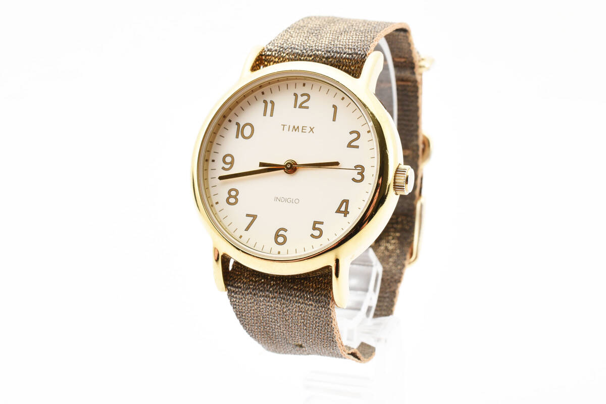 1円〜 美品 TIMEX タイメックス 腕時計 ウィークエンダー メタリック ゴールド系 ブラウン系 メンズ レディースの画像1