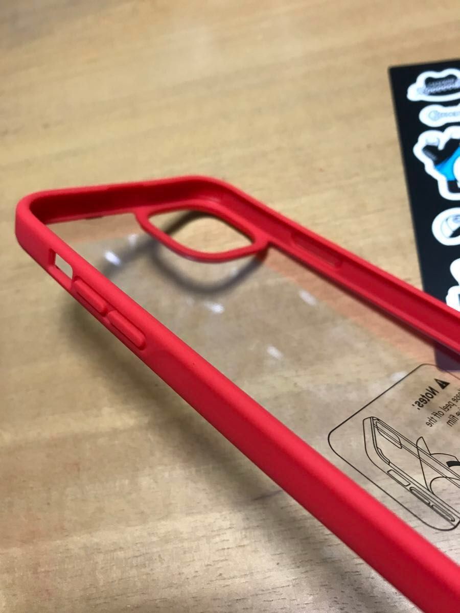 iPhone 14 Plus 用 ケース クリア CASEKOO  レッド　赤　スマホケース　携帯ケース　スマホ傷防止保護