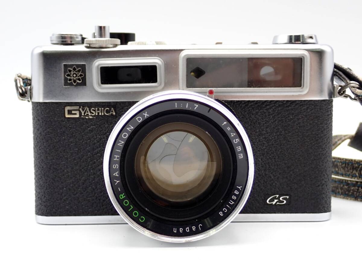 ケース付き☆YASHICA ヤシカ ELECTRO35 エレクトロ35 フィルムカメラ 空シャッター可能 シルバー×ブラック/A0325-800/23