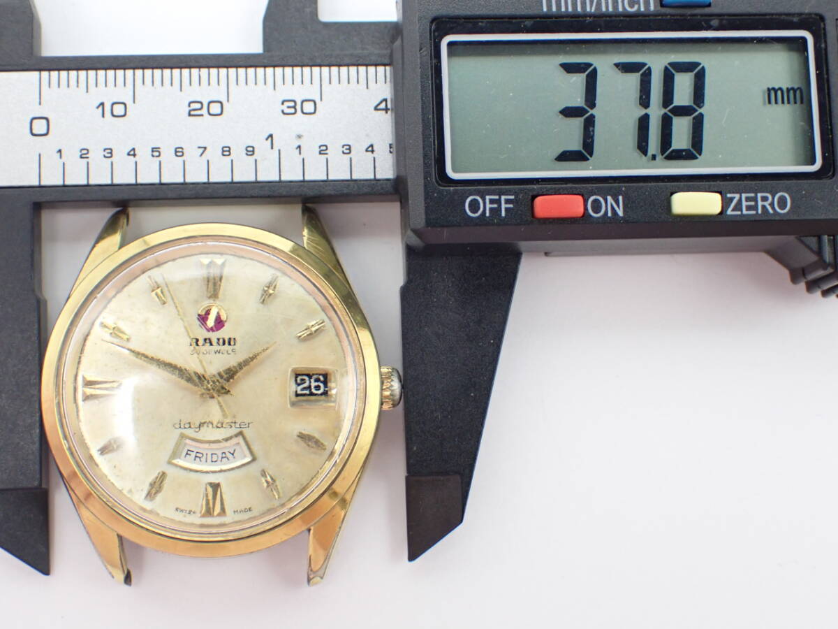 稼働品☆1円～☆RADO ラドー AT/自動巻き メンズ腕時計 daymaster デイマスター 11753/1 ゴールド文字盤 デイデイト/N050911の画像10
