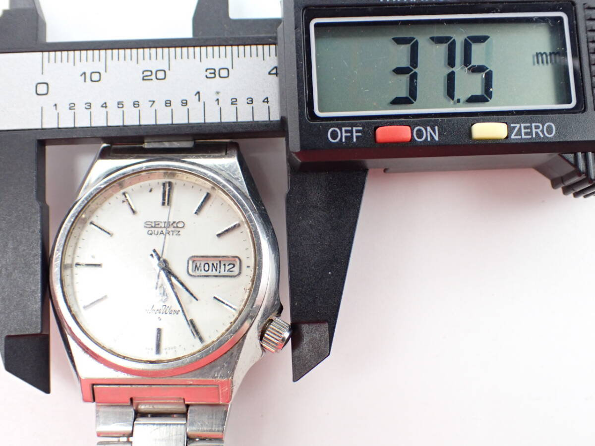 1円～☆SEIKO セイコー QZ メンズ腕時計 SILVER WAVE シルバーウェーブ 7546-8340 デイデイト 白文字盤 ラウンド/62692-4の画像6