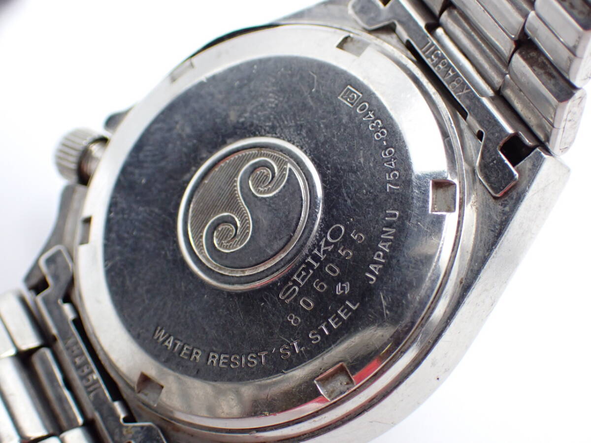 1円～☆SEIKO セイコー QZ メンズ腕時計 SILVER WAVE シルバーウェーブ 7546-8340 デイデイト 白文字盤 ラウンド/62692-4の画像4
