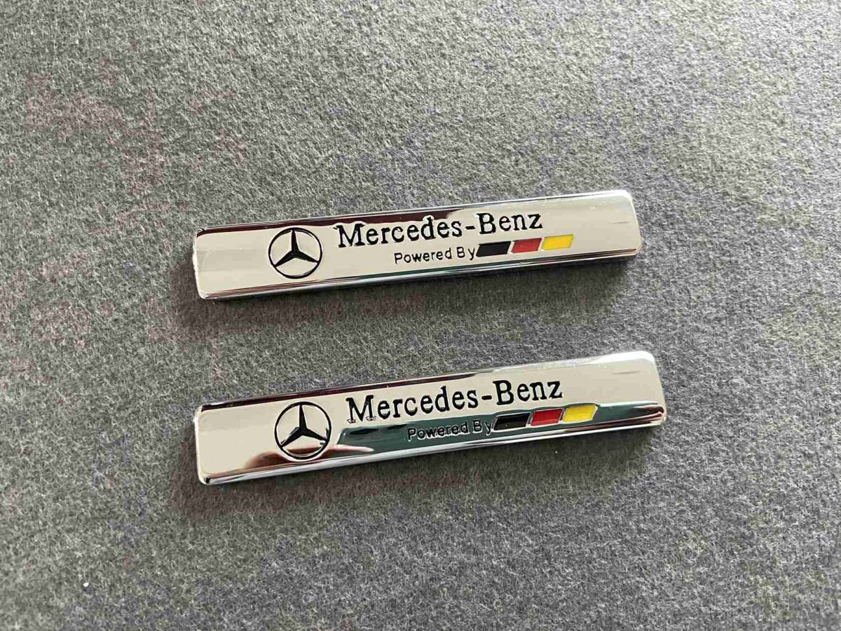 メルセデス・ベンツ BENZ カーステッカー プレート 金属製 車用デカール エンブレム フェンダーバッジ シール 送料無料 2枚セット F4番の画像1