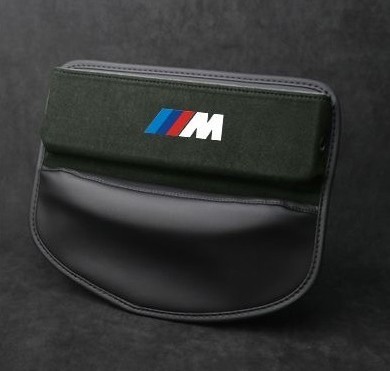 ///M BMW 車シートサイドポケット収納ギャップ 収納ボックス 1個 シートポケット PU製+アルカンターラ ケーブル通し穴付 グリーン_画像1