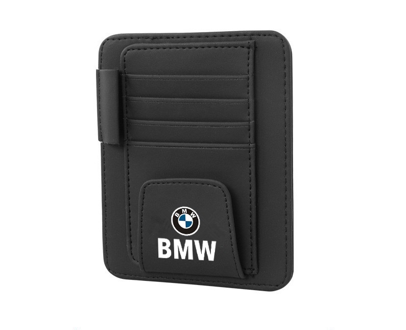 BMW 車用 サンバイザーポケット サンバイザーケース 収納ホルダー スマホ サングラス カード 小物入れ メガネ収納 ブラック_画像4