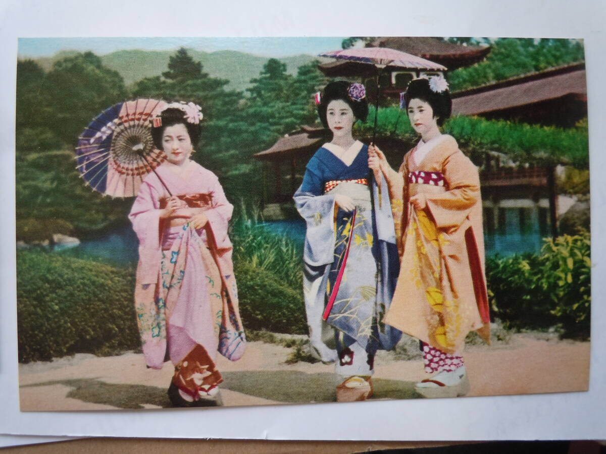 京都の絵葉書。京の舞妓。だらりの帯。舞妓さんの絵はがき2枚まとめての画像3