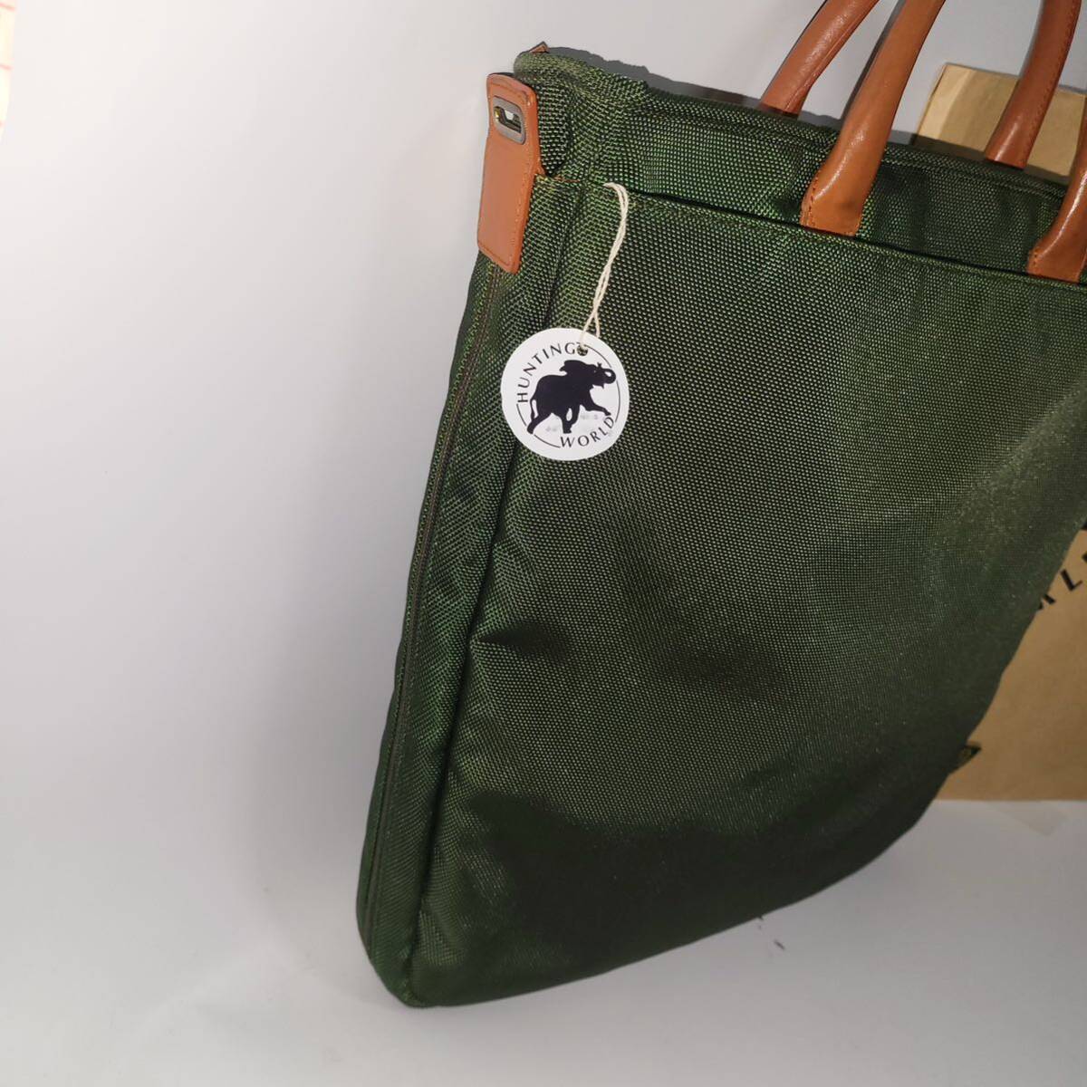 美品◇◇イタリア製◇◇ハンティングワールド ◇◇2wayトートショルダー(Hunting World) Adobe (adoxu-bi)Bag グリーン系/オレンジレザーの画像3