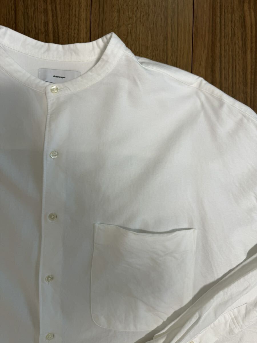 Graphpaper グラフペーパー Oxford Oversized Band Collar Shirt オックスフォード バンドカラーシャツ 美品_画像5