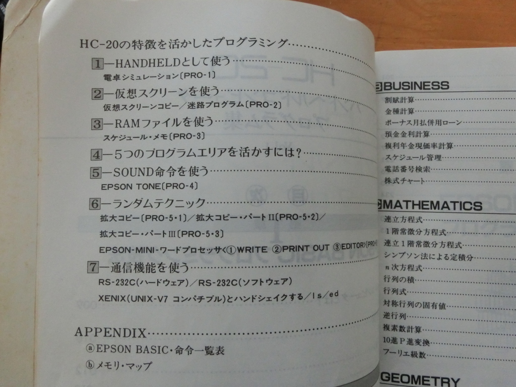 HC-20 ハンドヘルド コンピュータ プログラム集 Vol.1 EPSON HC-20 レトロPC マイコン アスキー ASCII ソフトウエア RS-232C 通信 中古本の画像2