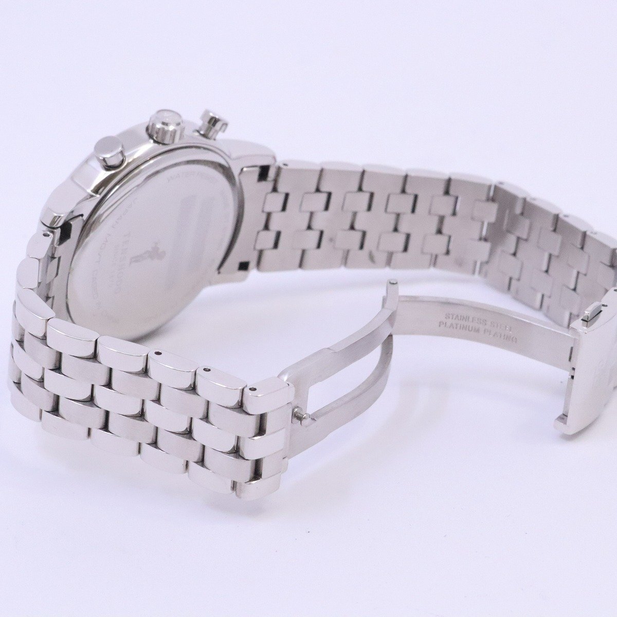 [ goods with special circumstances ] Tenshodo TENSHODO business alarm quartz men's wristwatch white face original SS belt change belt attaching [... pawnshop ]