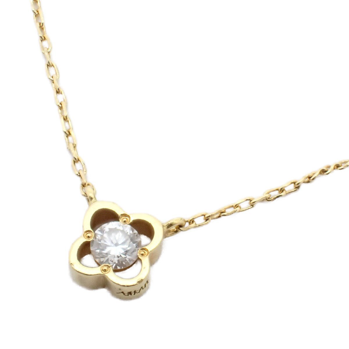 AHKAH Ahkah rose - flower necklace K18YG/ diamond [... pawnshop ]