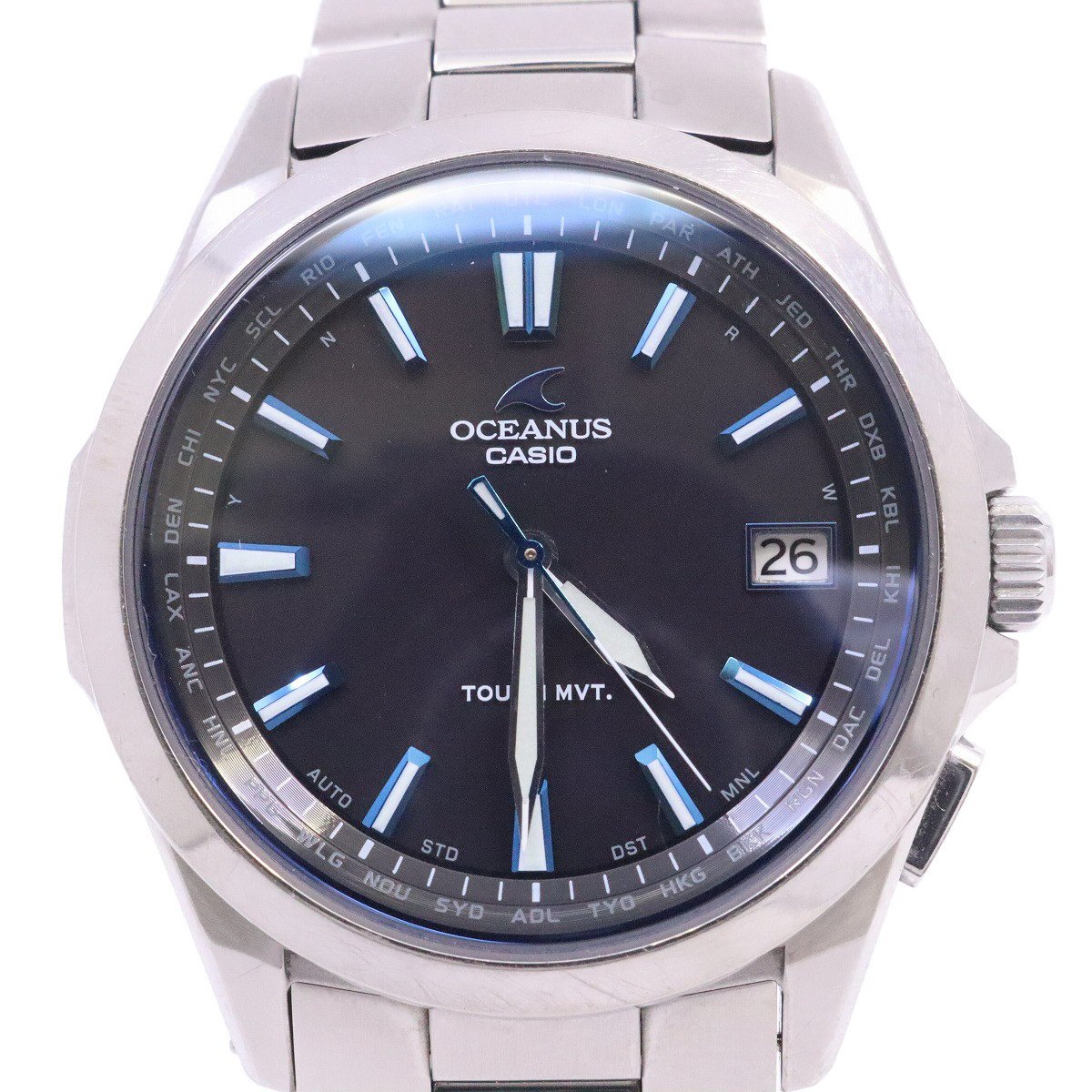  Casio Oceanus Classic solar radio wave men's wristwatch titanium black face original belt OCW-S100-1AJF[... pawnshop ]