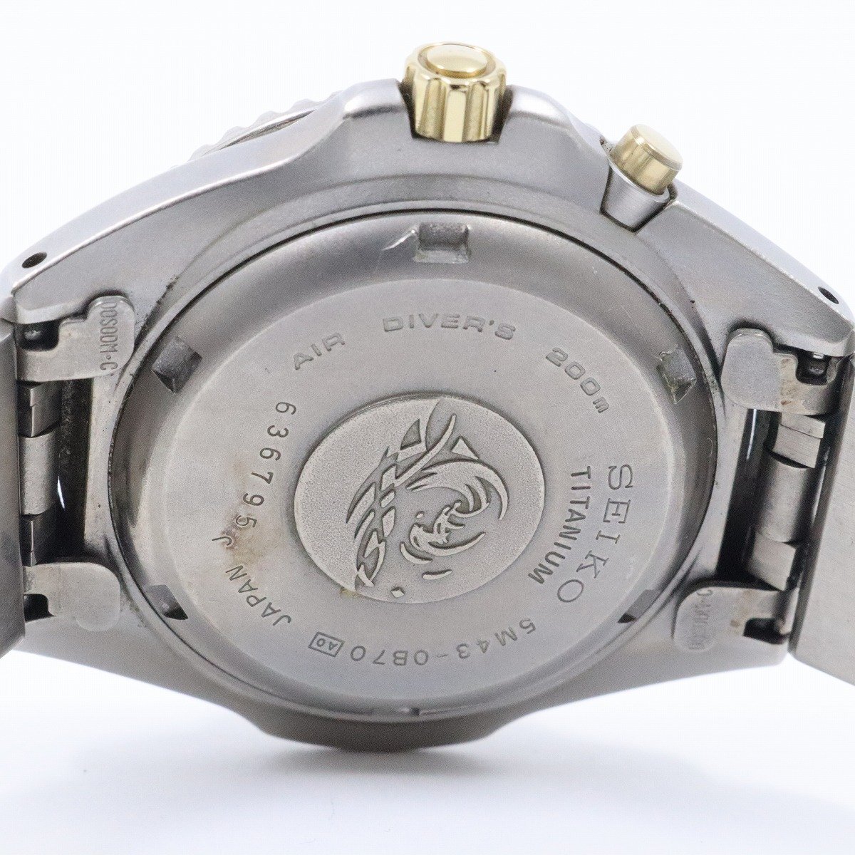 【訳あり品】SEIKO セイコー スクーバ200M AGS メンズ 腕時計 デイデイト チタン ゴールド系文字盤 純正ベルト 5M43-0B70【いおき質店】_画像9