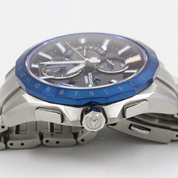  Casio Oceanus Bluetooth installing GPS hybrid radio wave solar men's wristwatch titanium blue face GPW-G2000RA-1AJF[... pawnshop ]