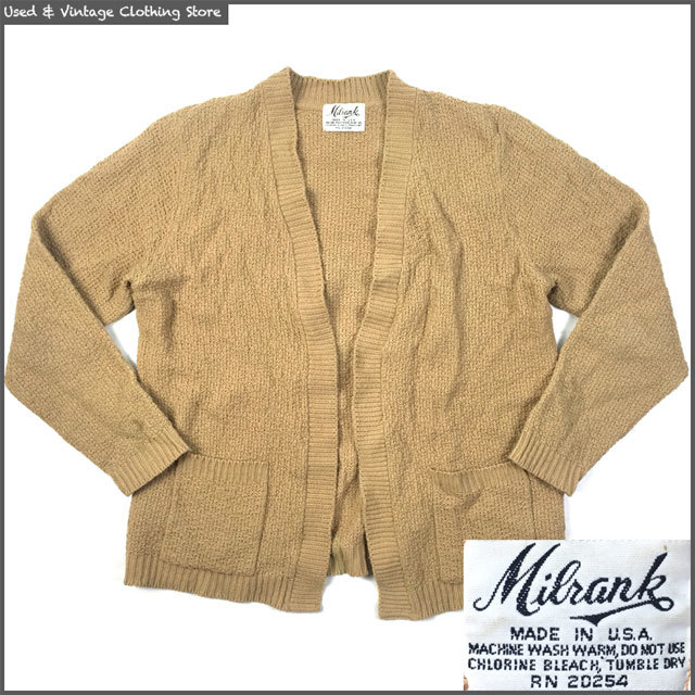 prompt decision *Milrank*USA made cardigan Mill rank Camel series Vintage knitted men's tops front opening pocket business casual 
