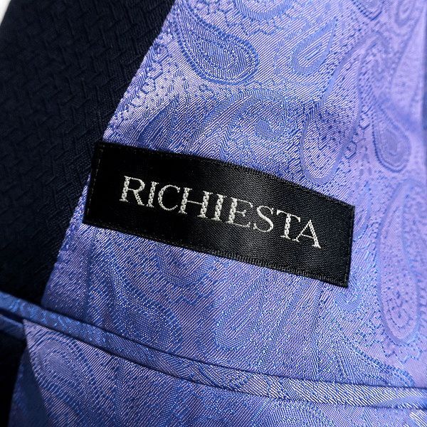 RICHIESTA リキエスタ 新品 定価10.4万 日本製 最旬 清涼モヘア混ウール 織り柄 2B ジャケット パンツ スーツ 188A9245 A6 ▲066▼bus9239bの画像9