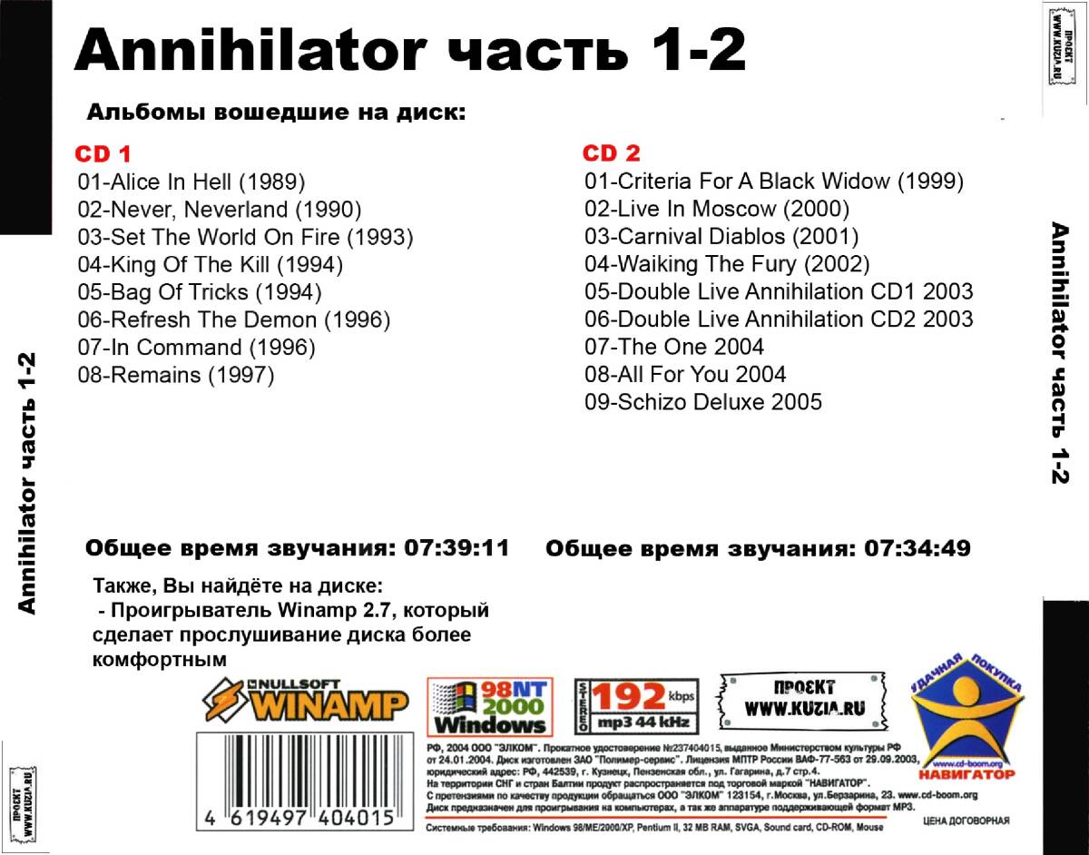 ANNIHILATOR アナイアレーター 大全集 PART1 190曲 MP3CD 2P♪_画像2