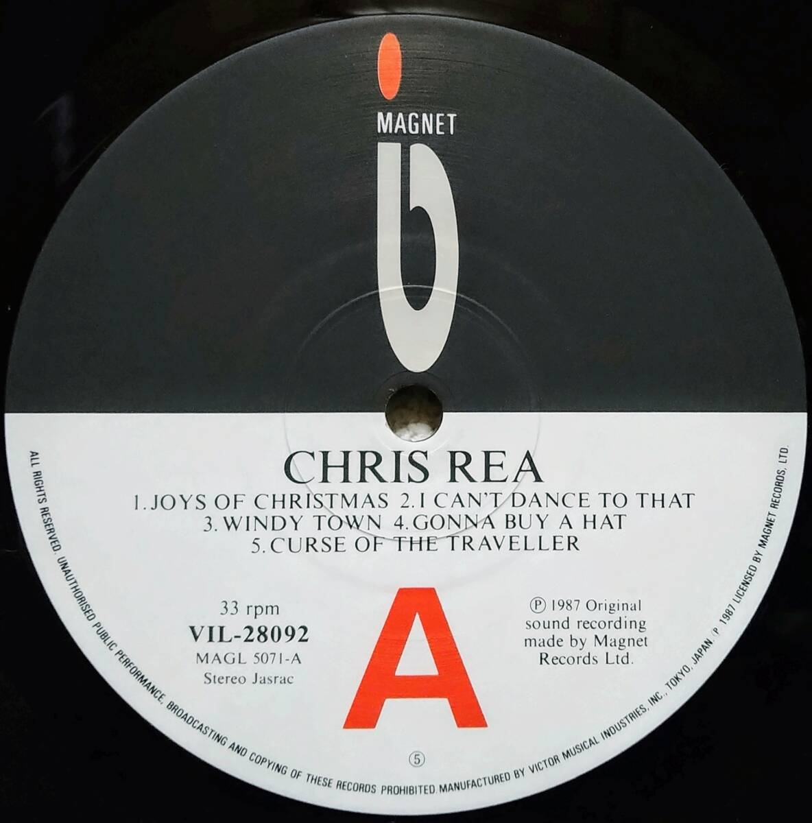 【LP AOR】Chris Rea（クリス・レア）「Dancing With Strangers」JPN 盤_Side1