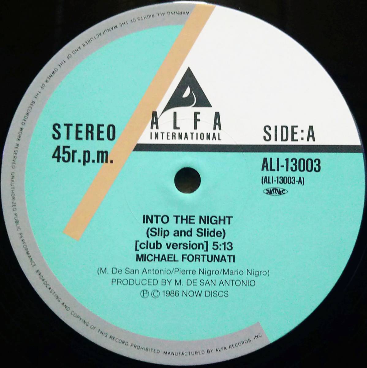 【12's Euro Beat】Michael Fortunati「Into The Night / Give Me Up」JPN盤_Side1