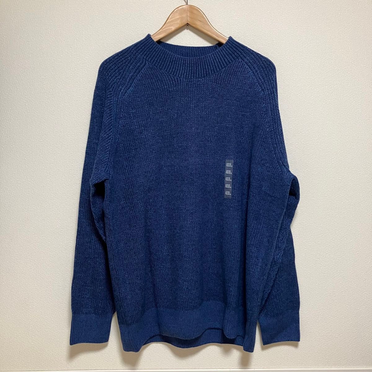【新品】ユニクロ　ミドルゲージモックネックセーター　3XL ブルー
