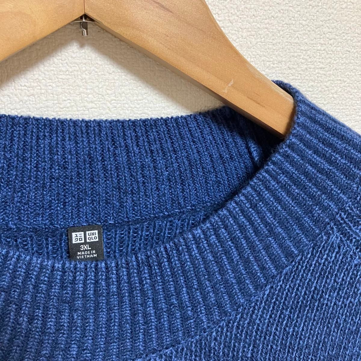 【新品】ユニクロ　ミドルゲージモックネックセーター　3XL ブルー