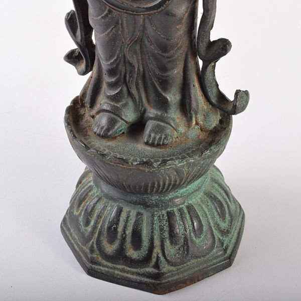 仏教美術 古鉄 聖観音菩薩像 仏像 置物 高さ約59㎝ 重さ約4.2㎏ 古玩 VOYSの画像9