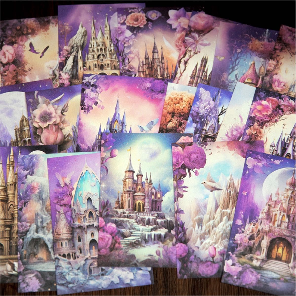 花の古堡シリーズ　コラージュ素材紙　デザインペーパー　4種160枚