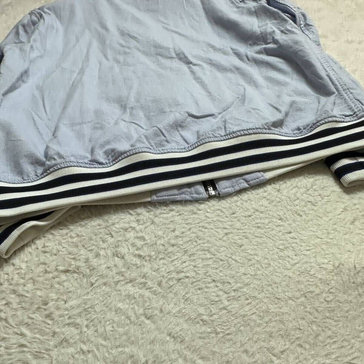 【極美品/超希少サイズ】ZARA ザラ ジップジャケット ブルゾン ブランド刻印 通気性 水色 春夏 表記XL(2XL相当)の画像9