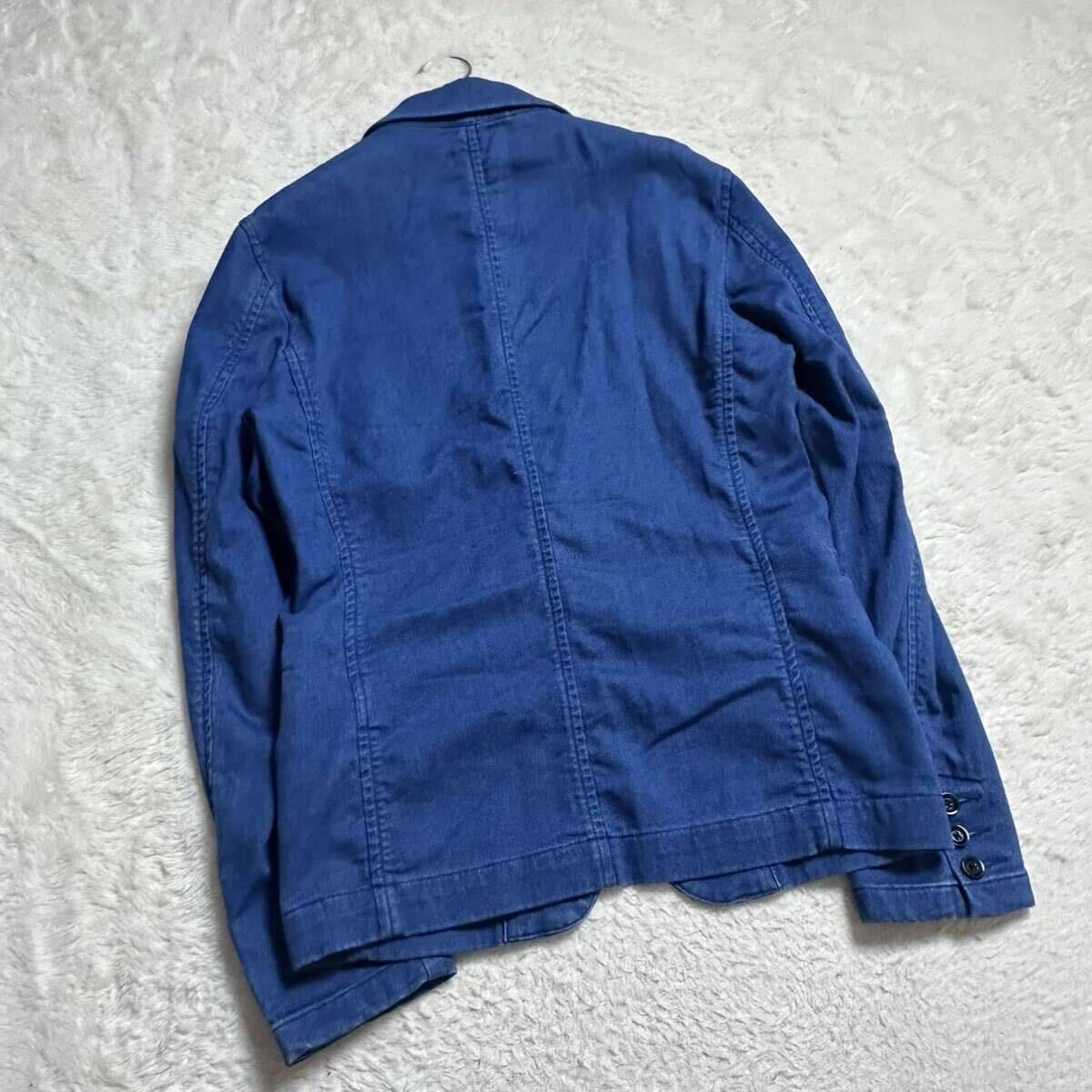 【美品】SHIPS JET BLUE シップス デニム テーラードジャケット アンコンジャケット 本切羽 インディゴブルー 藍染 M_画像7