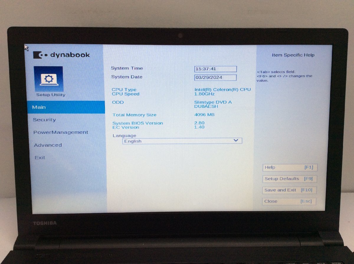 ジャンク/ TOSHIBA dynabook B65/DN PB6DNPB11N7FD1 Intel Celeron 3867U メモリ4.1GB ストレージ無し 【G20941】_画像5