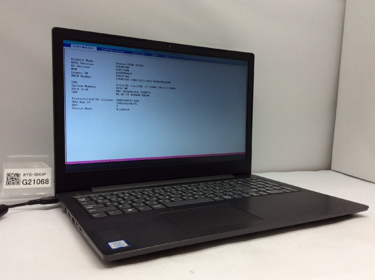 ジャンク/ LENOVO 81AX Lenovo V330-15IKB Intel Core i5-7200U メモリ8.19GB HDD500.1GB 【G21068】
