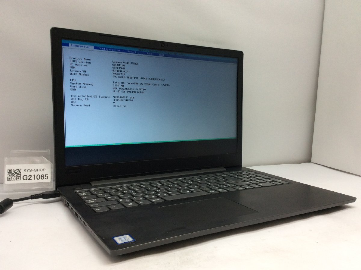 ジャンク/ LENOVO 81AX Lenovo V330-15IKB Intel Core i5-7200U メモリ8.19GB HDD500.1GB 【G21065】