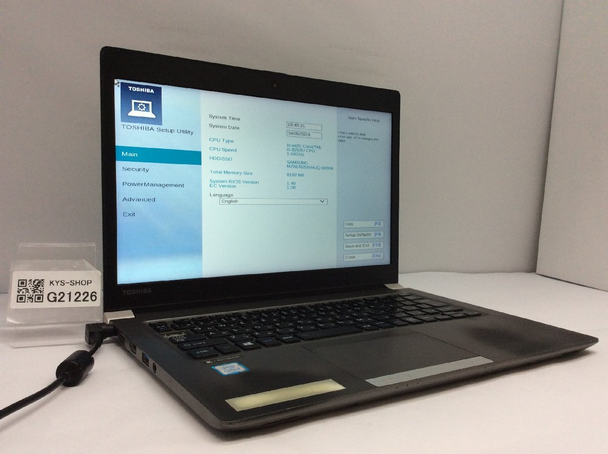 ジャンク/ TOSHIBA dynabook R63/M PR63MTC4447AD11 Intel Core i5-8250U メモリ8.19GB SSD256.06GB 【G21226】_画像1