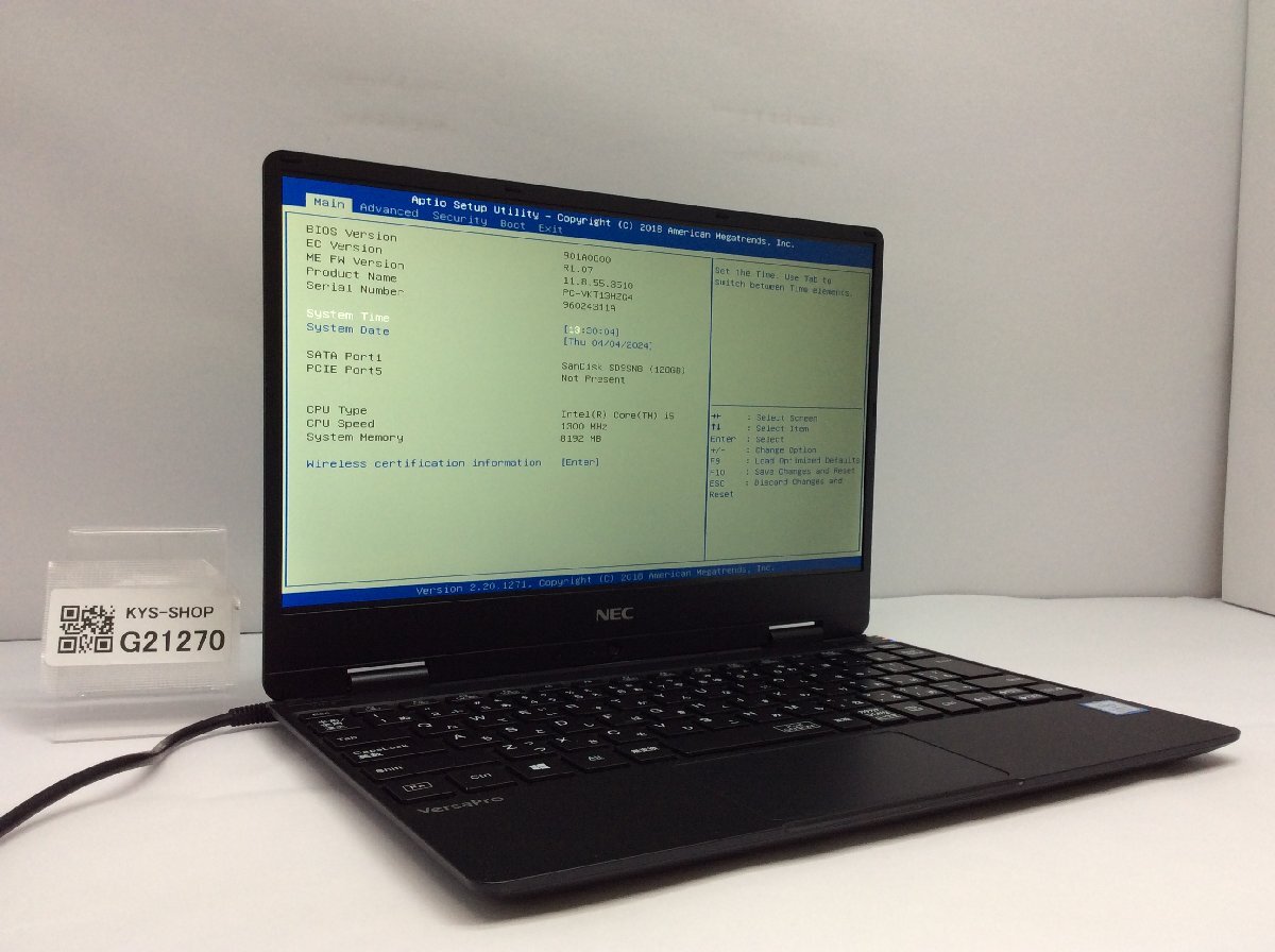 ジャンク/ NEC PC-VKT13HZG4 Intel Core i5-8200Y メモリ8 GiB SSD128GB 【G21270】_画像1