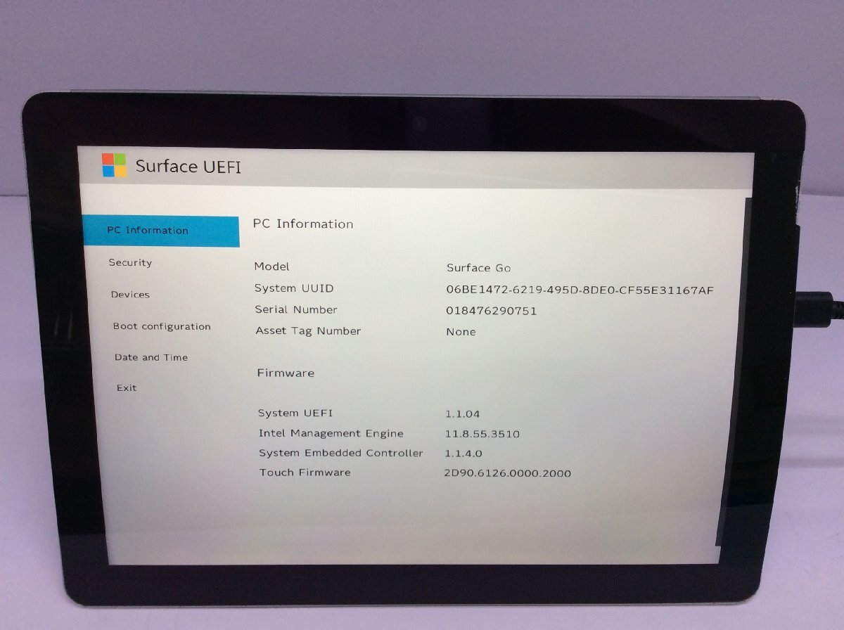 ジャンク/ Microsoft Surface Go Intel Pentium 4415Y メモリ8.19GB NVME128.03GB 【G21584】_画像4