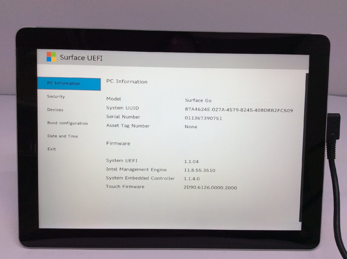 ジャンク/ Microsoft Surface Go Intel Pentium 4415Y メモリ8.19GB NVME128.03GB 【G21557】の画像4