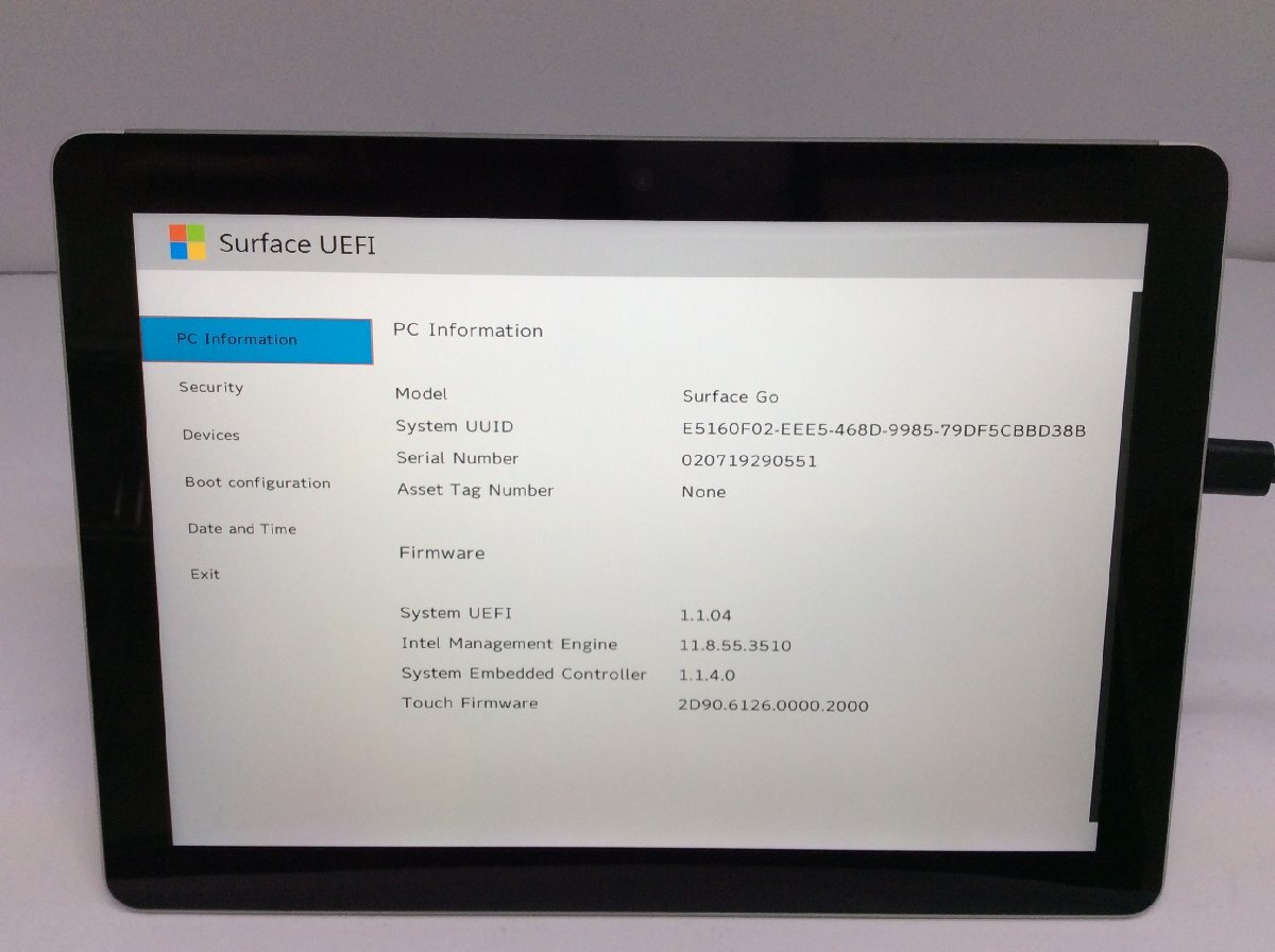 ジャンク/ Microsoft Surface Go Intel Pentium 4415Y メモリ8.19GB NVME128.03GB 【G21589】の画像4