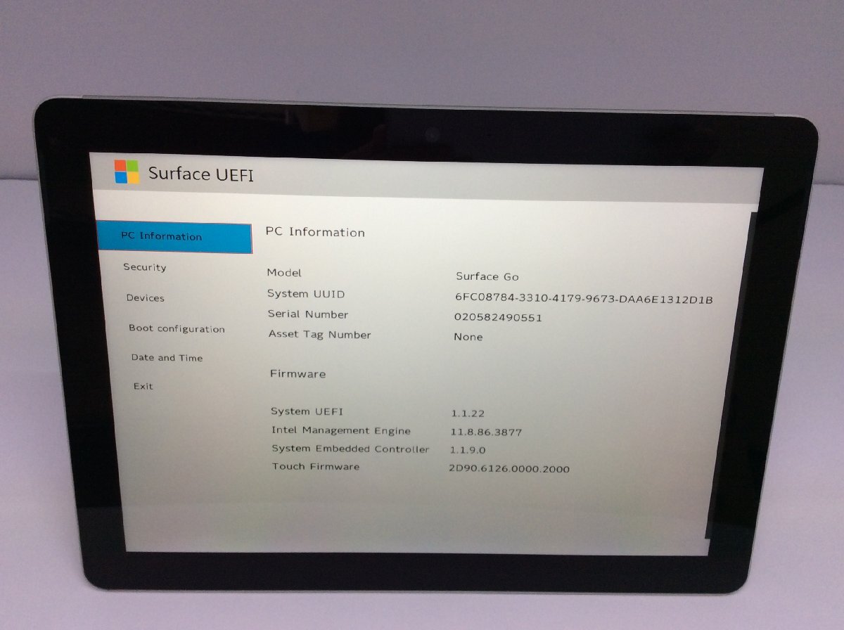 ジャンク/ Microsoft Surface Go Intel Pentium 4415Y メモリ8.19GB NVME128.03GB 【G21752】の画像4