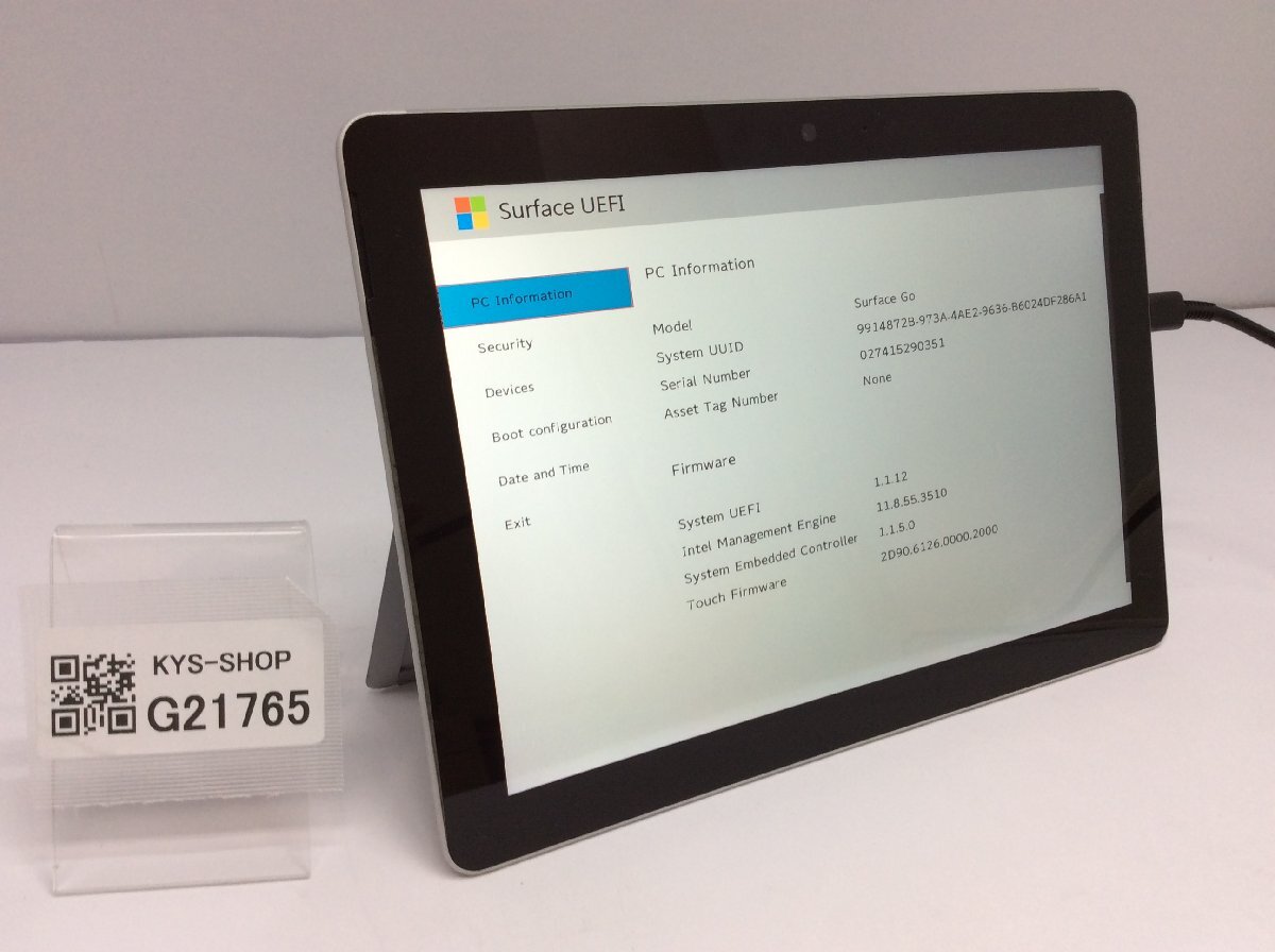 ジャンク/ Microsoft Surface Go Intel Pentium 4415Y メモリ8.19GB NVME128.03GB 【G21765】の画像1
