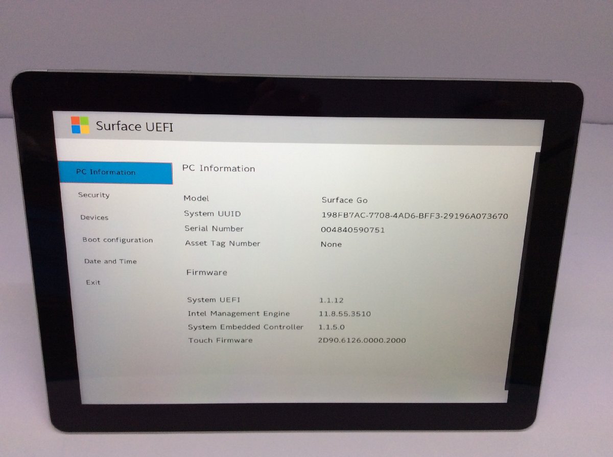 ジャンク/ Microsoft Surface Go Intel Pentium 4415Y メモリ8.19GB NVME128.03GB 【G21762】_画像4