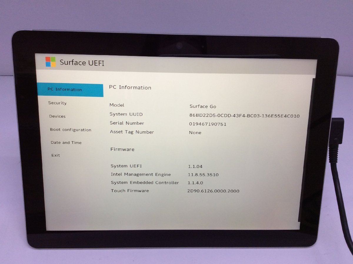 ジャンク/ Microsoft Surface Go Intel Pentium 4415Y メモリ8.19GB NVME128.03GB 【G21561】の画像4