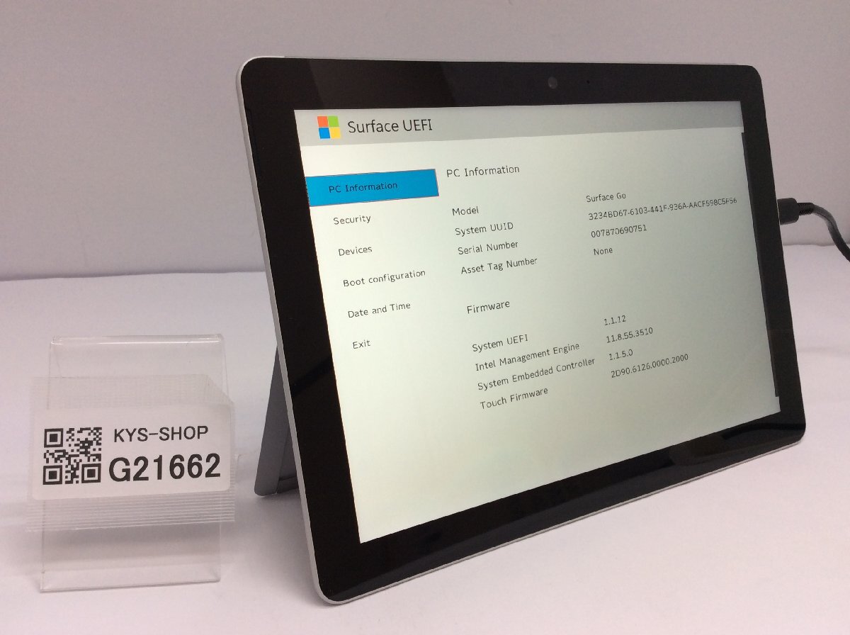 ジャンク/ Microsoft Surface Go Intel Pentium 4415Y メモリ8.19GB NVME128.03GB 【G21662】の画像1