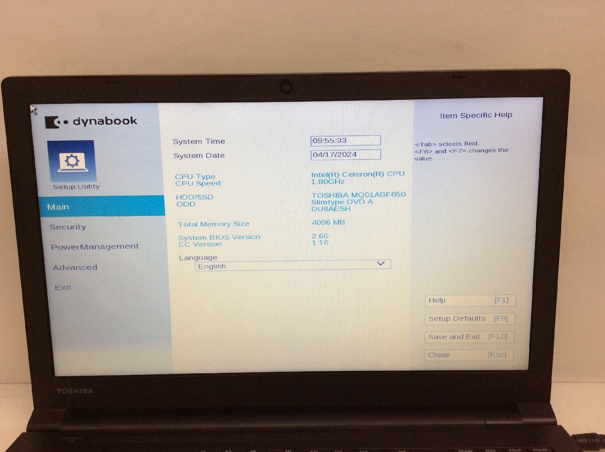 ジャンク/ TOSHIBA dynabook B65/DN PB6DNPB11N7FD1 Intel Celeron 3867U メモリ4.1GB HDD500.1GB 【G21504】の画像5